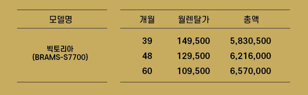 빅토리아 S7700 브람스 안마의자 렌탈 가격