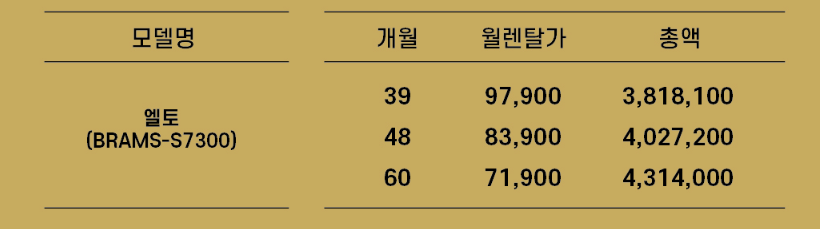 엘토 S7300 브람스 안마의자 렌탈 가격