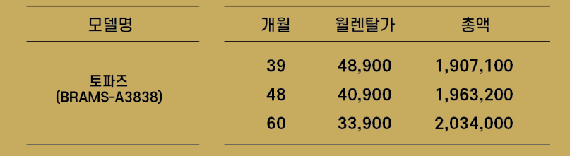 토파즈 A3838 브람스 안마의자 렌탈 가격