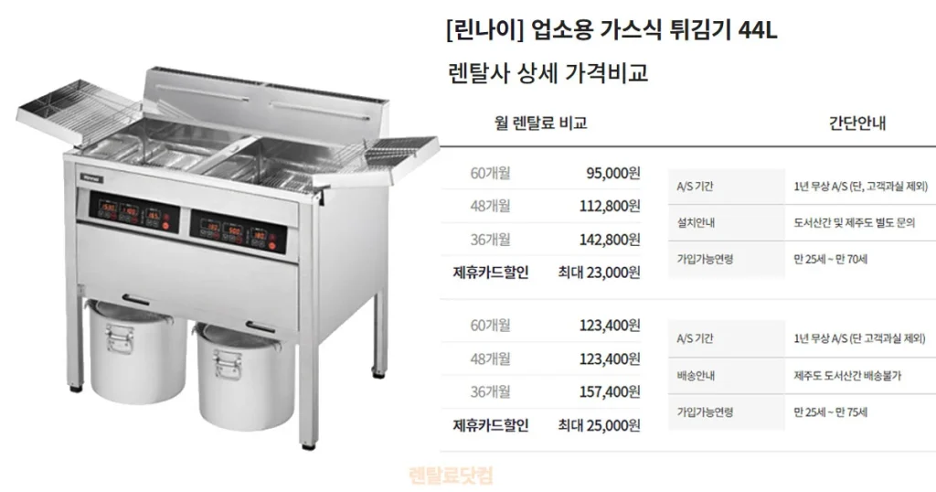 업소용 튀김기 렌탈 영업용 치킨 돈까스 새우튀김 분식집 창업 주방기기 임대