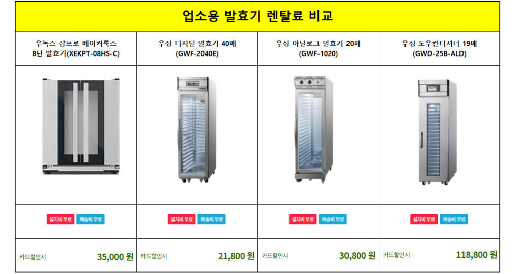 업소용 발효기 렌탈 가격 저렴한 곳
