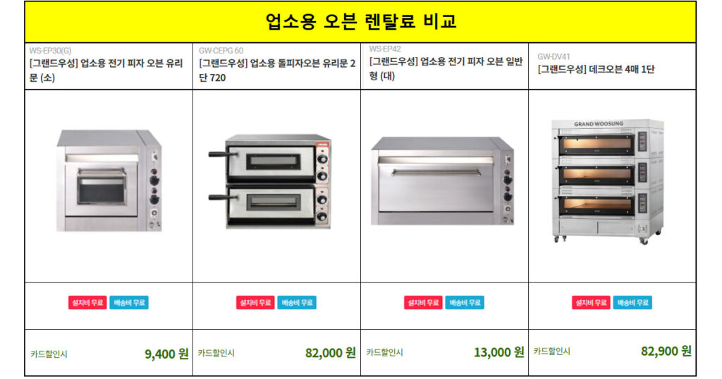 업소용 오븐 렌탈 피자오븐 베이킹 오븐 단기렌탈 장기대여